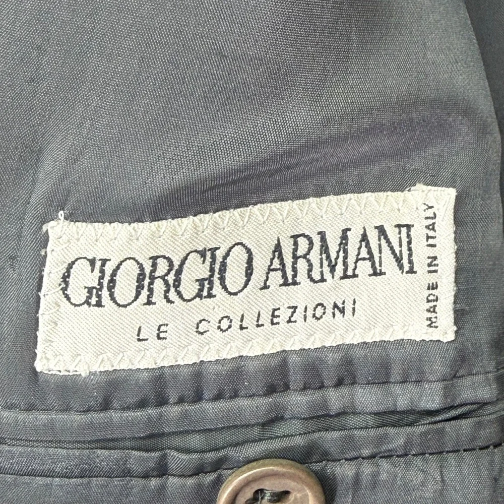 Giorgio Armani Blazer Mens 44 Grey Herringbone Virgin Wool Le Collezioni Italy